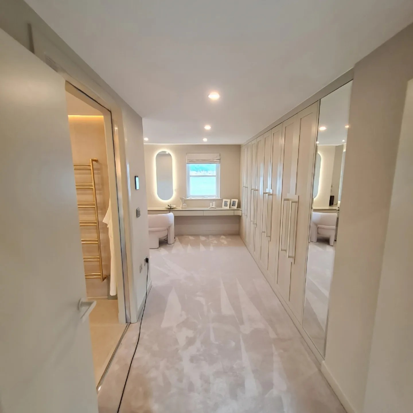Dressing room with painted bespoke wardrobes, Deganwy Quay