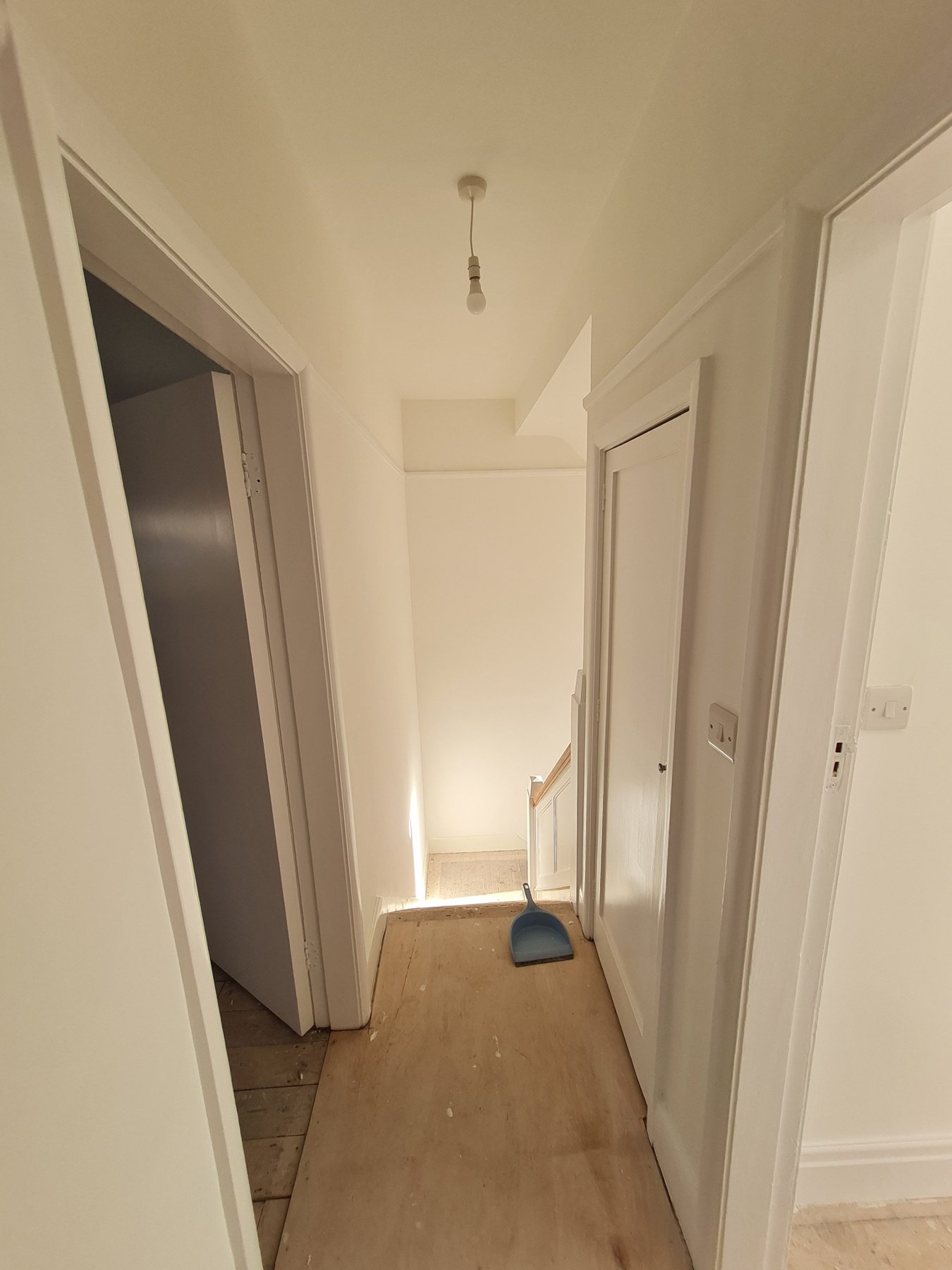 Landing with freshly painted doors, architraves and walls, Rhyl